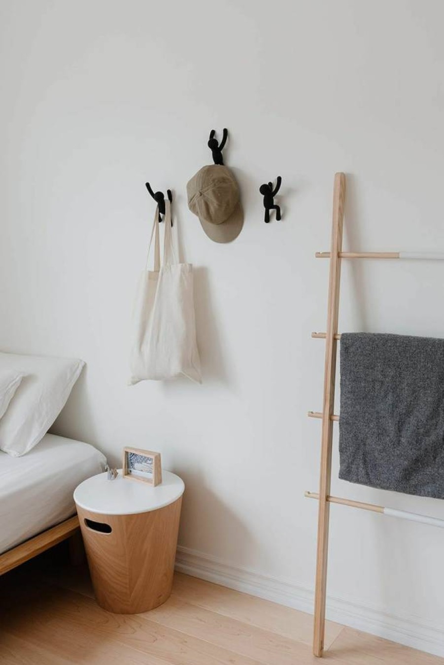 Umbra Buddy Decorative Wall Hooks Set of 3 - White, Grey, Mint for Coats, Bags, Towels & More