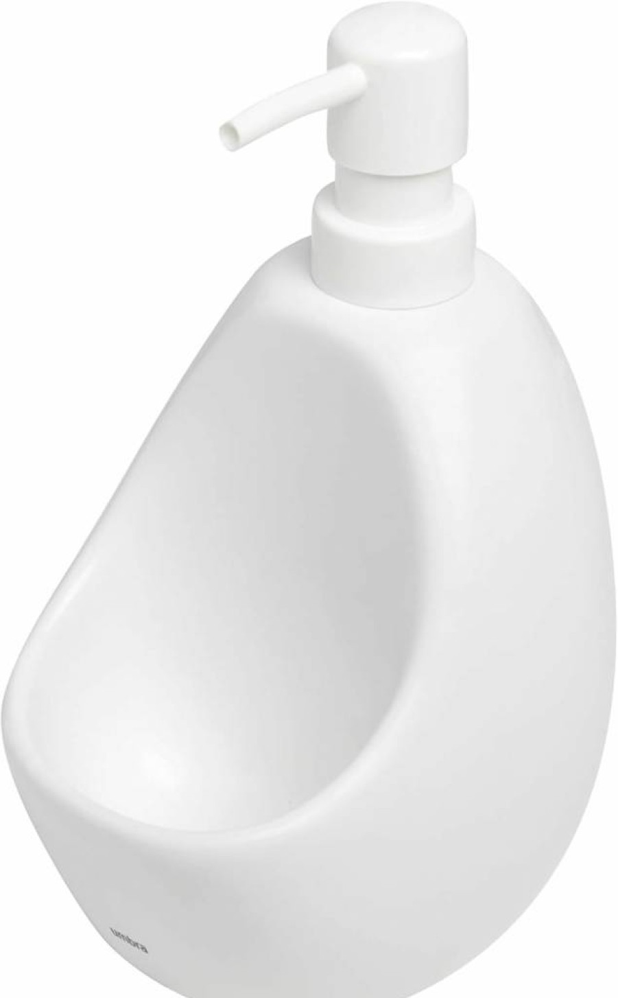 Umbra Joey White Ceramic Soap Dispenser with Sponge Holder for Kitchen & Bathroom