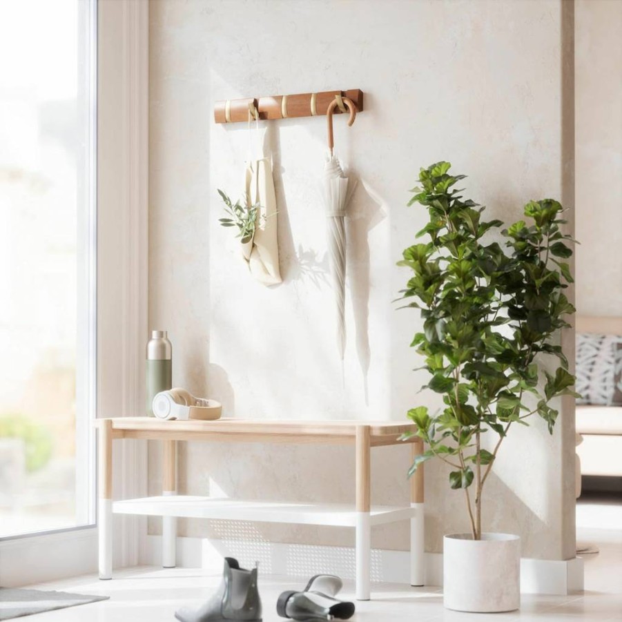 Umbra Flip Wall-Mounted Coat Rack with 5 Hooks - Space-Saving Organizer for Entryway, Closet, Bedroom & Nursery