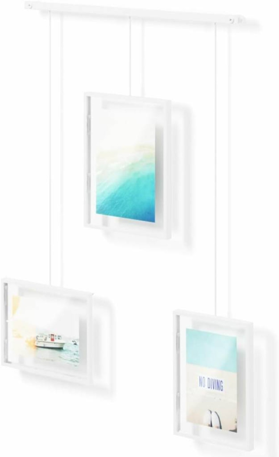 Umbra Exhibit Wall Photo Frame Set - Adjustable Gallery Display for 5 Pictures (2x 4x6 & 3x 5x7 Inches), White Modern Collage Frames